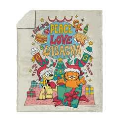 Nickelodeon Garfield Peace Love Lasagna Silk Touch Sherpa Throw 50x60 Inches