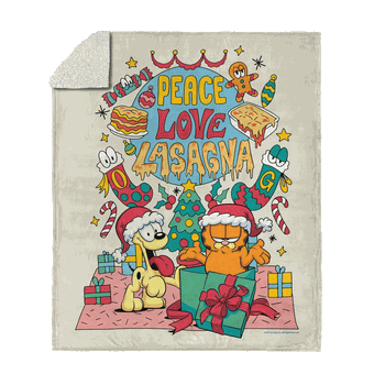 Nickelodeon Garfield Peace Love Lasagna Silk Touch Sherpa Throw 50x60 Inches