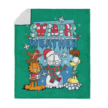 Nickelodeon Garfield Sweater Weather Silk Touch Sherpa Throw 50x60 Inches