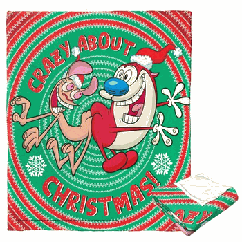 Nickelodeon Nick Rewind Ren And Stimpy Crazy About Christmas Silk Touch Throw 50x60 Inches