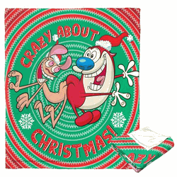 Nickelodeon Nick Rewind Ren And Stimpy Crazy About Christmas Silk Touch Throw 50x60 Inches