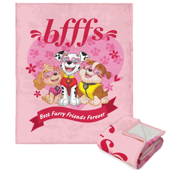 Nickelodeon Paw Patrol BFFFs Silk Touch Sherpa Throw 50x60 Inches
