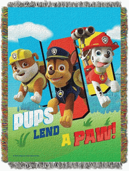 Nickelodeon Paw Patrol Lend A Paw Woven Tapestry Throw 48x60 Inches