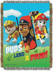 Nickelodeon Paw Patrol Lend A Paw Woven Tapestry Throw 48x60 Inches