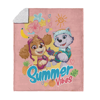 Nickelodeon Paw Patrol Summer Vibes Silk Touch Sherpa Throw Blanket 50x60 inches
