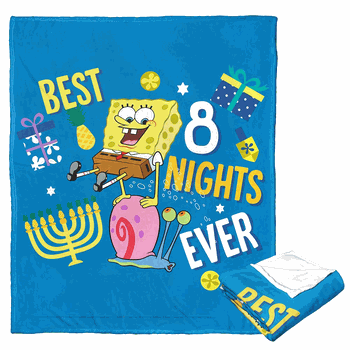 Nickelodeon Spongebob Squarepants Best Eight Nights Silk Touch Throw 50x60 Inches