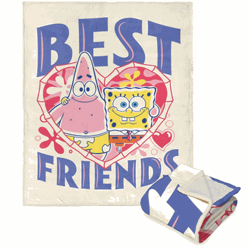Nickelodeon Spongebob Squarepants Best Friends Silk Touch Sherpa Throw 50x60 Inches
