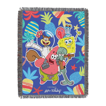 Nickelodeon Spongebob Squarepants Camp Coral Woven Tapestry Throw 48x60 Inches