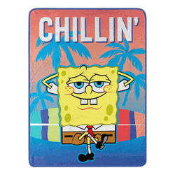 Nickelodeon Spongebob Squarepants Chillin Micro Raschel Throw Blanket 46x60 Inches