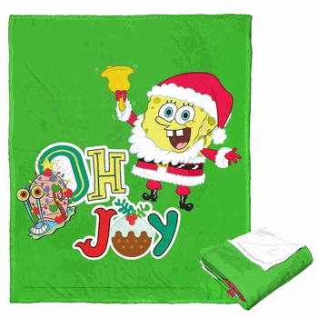 Nickelodeon Spongebob Squarepants Oh Joyful Holiday Silk Touch Throw 50x60 Inches