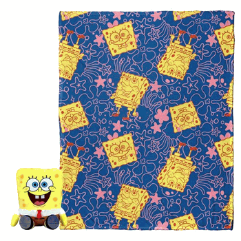 Nickelodeon Spongebob Squarepants Smiling Spongebob Combo Hugger With Silk Touch Throw 40x50 Inches