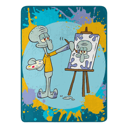Nickelodeon Spongebob Squarepants Squidward Art Micro Raschel Throw Blanket 46x60 Inches