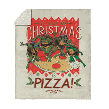 Nickelodeon Teenage Mutant Ninja Turtles Pizza For Christmas Silk Touch Sherpa Throw Blanket 50x60 inches
