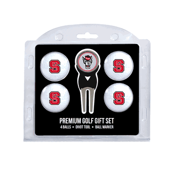 North Carolina State Wolfpack 4 Ball Gift Set + Divot Tool & Marker