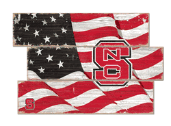 North Carolina State Wolfpack American Flag 3 Plank