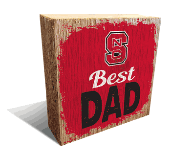 North Carolina State Wolfpack Best Dad 6x6 Wood Block