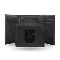 North Carolina State Wolfpack Black Laser Engraved Faux Leather Trifold