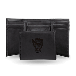North Carolina State Wolfpack Black Laser Engraved Faux Leather Trifold