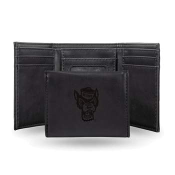 North Carolina State Wolfpack Black Laser Engraved Faux Leather Trifold