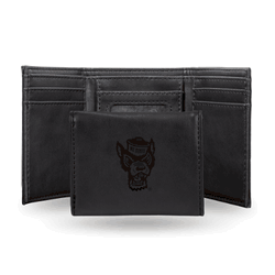 North Carolina State Wolfpack Black Laser Engraved Tri-Fold Wallet