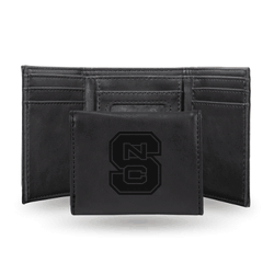 North Carolina State Wolfpack Black Laser Engraved Tri-Fold Wallet