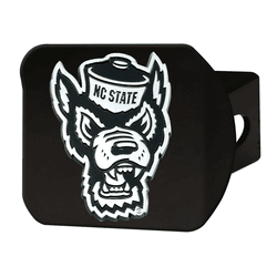 North Carolina State Wolfpack Black Metal Hitch Cover with Metal Chrome 3D Emblem
