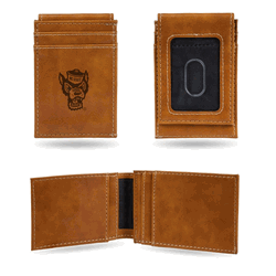 North Carolina State Wolfpack Brown Laser Engraved Front Pocket Wallet