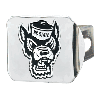 North Carolina State Wolfpack Chrome Metal Hitch Cover with Chrome Metal 3D Emblem