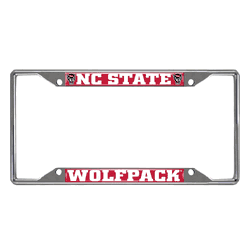 North Carolina State Wolfpack Chrome Metal License Plate Frame, 6.25in x 12.25in
