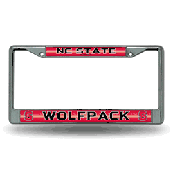 North Carolina State Wolfpack Classic 12" x 6" Silver Bling Chrome Car/Truck/SUV Auto Accessory