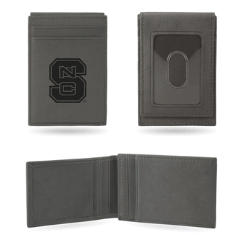 North Carolina State Wolfpack Gray Laser Engraved Front Pocket Wallet