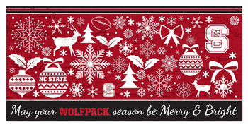 North Carolina State Wolfpack Merry and Bright 6x12 Sign
