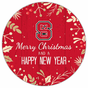 North Carolina State Wolfpack Merry Christmas & New Year 12in Circle
