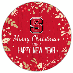 North Carolina State Wolfpack Merry Christmas & New Year 12in Circle