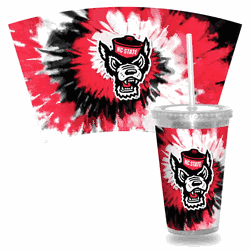 North Carolina State Wolfpack Metallic Tye Dye Clear Tumbler W/Straw