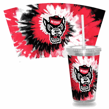 North Carolina State Wolfpack Metallic Tye Dye Clear Tumbler W/Straw