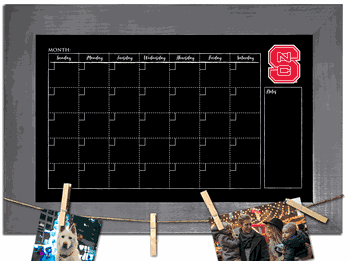 North Carolina State Wolfpack Monthly Chalkboard with frame & clothespins 11x19 Sign