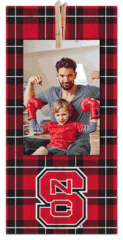North Carolina State Wolfpack Plaid Clothespin 6x12 Sign