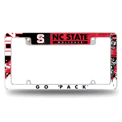 North Carolina State Wolfpack Primary 12" x 6" Chrome All Over Automotive License Plate Frame