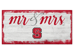 North Carolina State Wolfpack Script Mr & Mrs 6x12 Sign