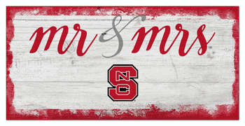 North Carolina State Wolfpack Script Mr & Mrs 6x12 Sign