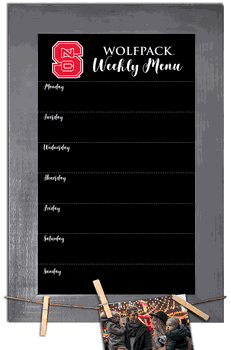North Carolina State Wolfpack Weekly Chalkboard with frame & clothespins 11x19 Sign