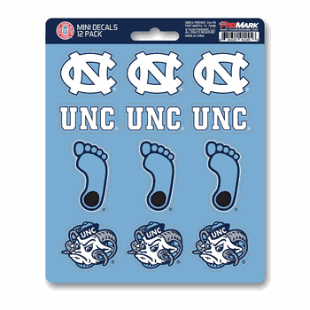 North Carolina Tar Heels 12 Count Mini Decal Sticker Pack