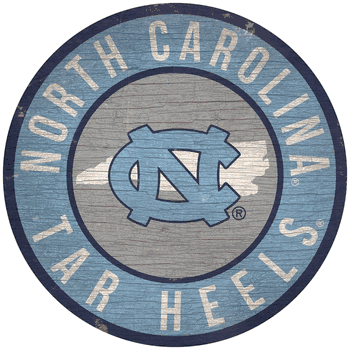 North Carolina Tar Heels 12 in. Circle w/ State Sign