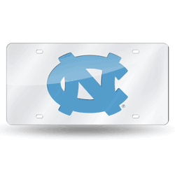 North Carolina Tar Heels  12" x 6" Silver Laser Cut Tag For Car/Truck/SUV