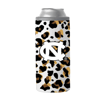 North Carolina Tar Heels 12oz Neutral Leopard Slim Can Coolie