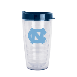 North Carolina Tar Heels 16oz Flipside Dbl Wall Clear Tumbler