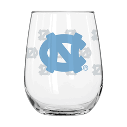 North Carolina Tar Heels 16oz Satin Etch Curved Beverage Glass