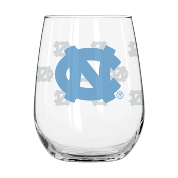 North Carolina Tar Heels 16oz Satin Etch Curved Beverage Glass