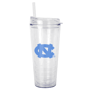 North Carolina Tar Heels 22oz Flipside Dbl Wall Clear Tumbler